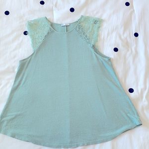 Zara top with sheer lace cap sleeves